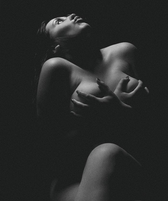 About 2 - Porn Dude Black and white artistic nude photograph showcasing sensual expression and contrast.